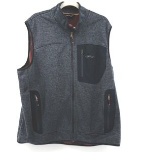Orvis Mens XL Full Zip Sweater Fleece Vest Gray Heathered Outdoor Pockets